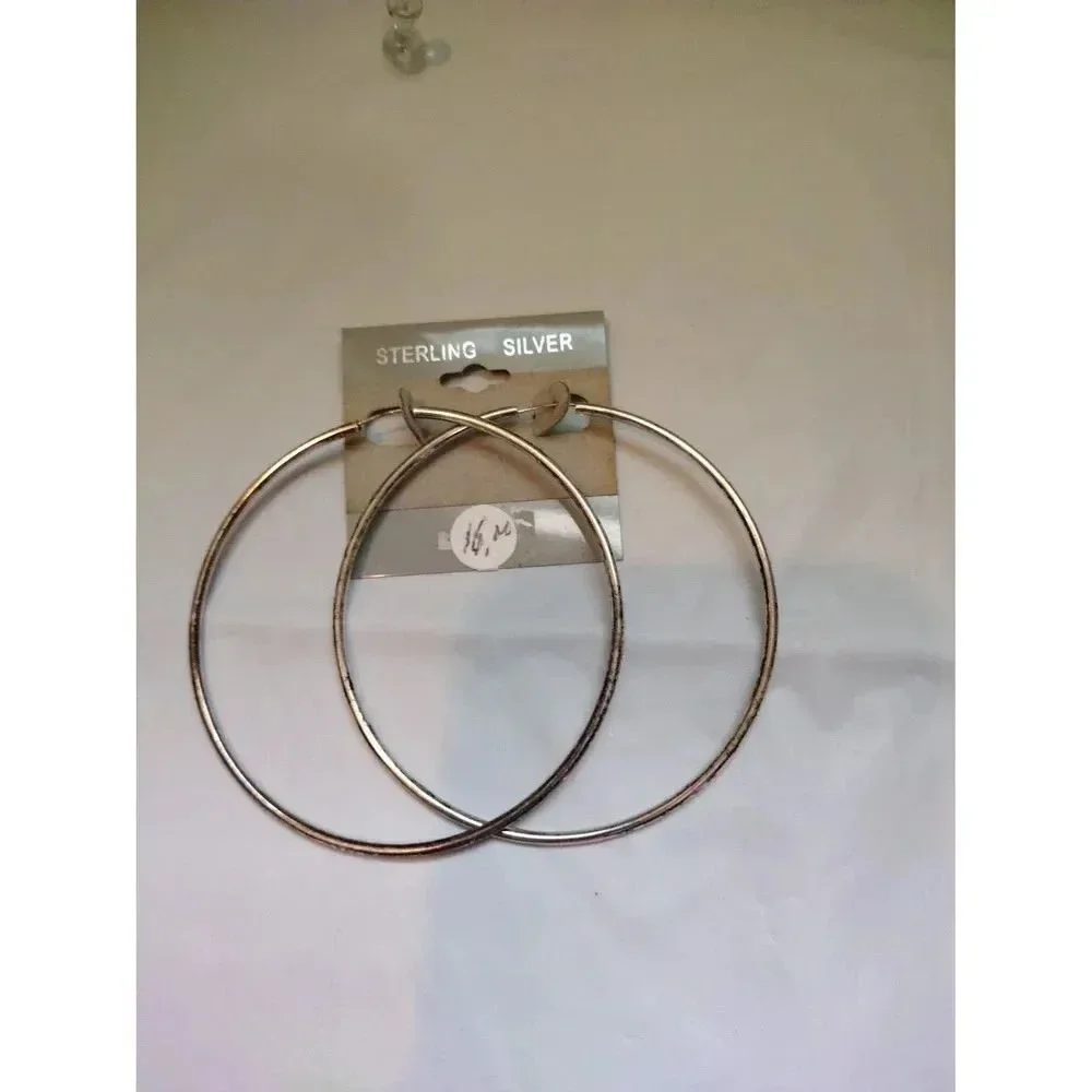 3 inch sterling silver hoop earrings